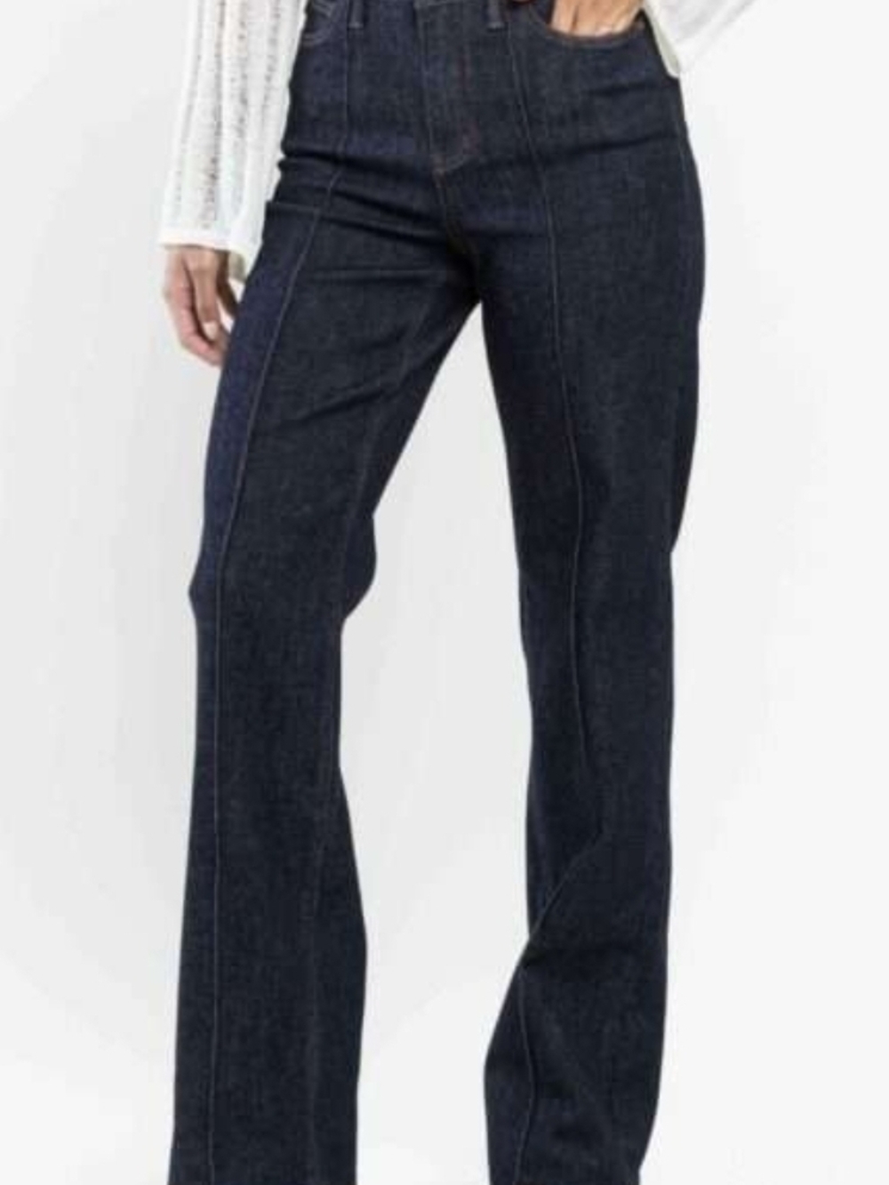 Judy Blue High Rise Front Seam & Dart Wide Leg Jeans